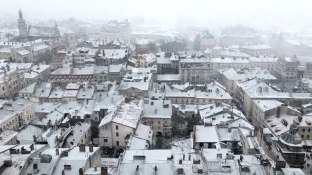 Snow Storm in Old Europe City — Stock Video