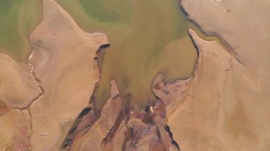 Environmental Problems, Polluted shore, shot with a drone. The pollution of the planet