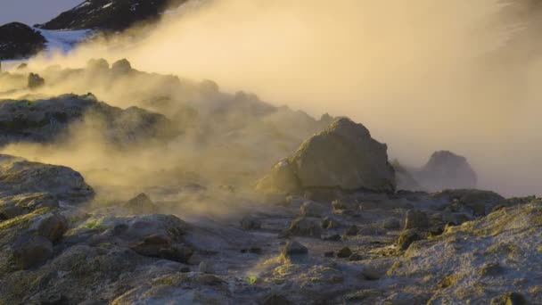 Activité volcanique, Terre Géothermie, fumerolles vase bouillante volcanique, Islande . — Video