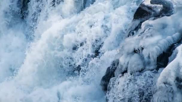 Textura de agua. Fondo natural. Cascada en Islandia — Vídeo de stock
