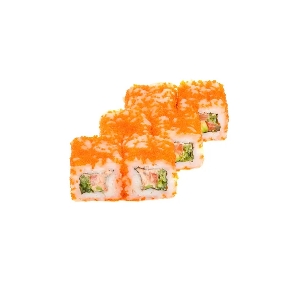 Rollos japoneses con camarones y verduras, arroz —  Fotos de Stock