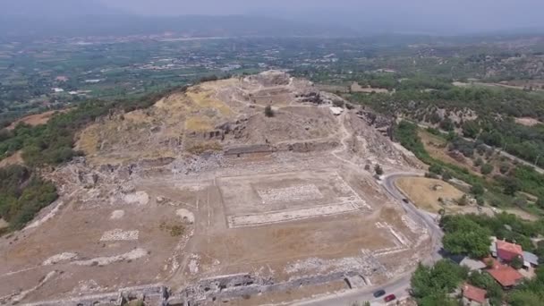 Vista aérea de la ciudad antigua de Tlos — Vídeos de Stock