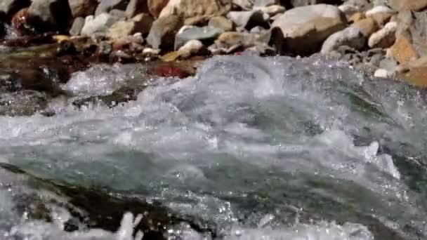 Wasser fließt über die Felsen — Stockvideo