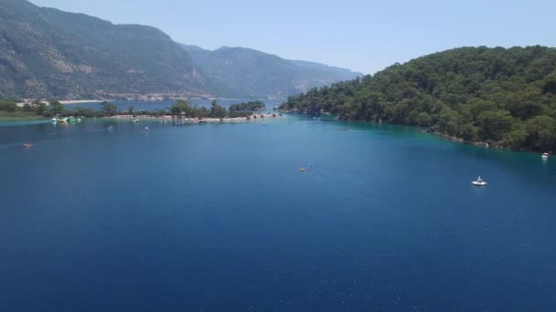 Fethiye Türkei oludeniz Strand Luftaufnahme — Stockvideo