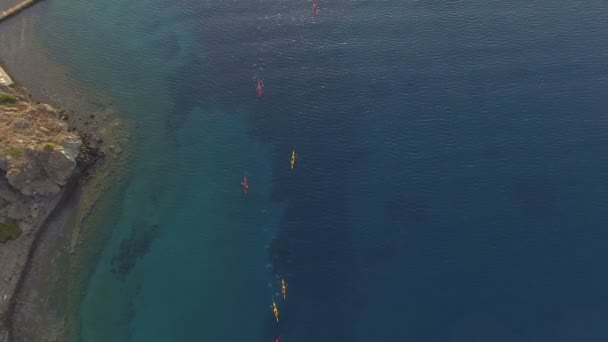 Sea Kayaking Aerial Views — Stock Video