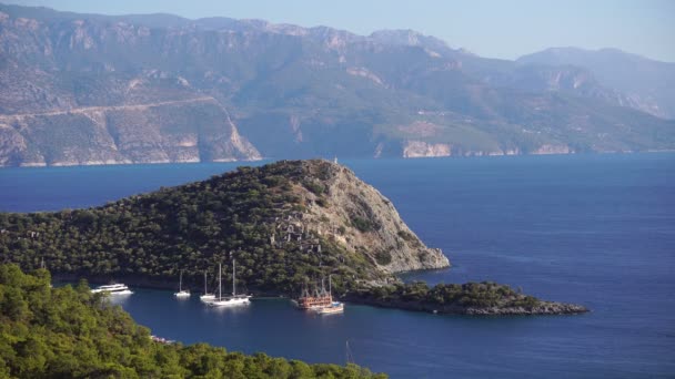 Gemiler Fethiye Türkei Antike Insel — Stockvideo