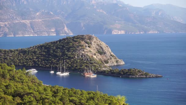 Gemiler Fethiye Turquía Antigua isla — Vídeo de stock