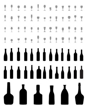 kadehler ve şişeler