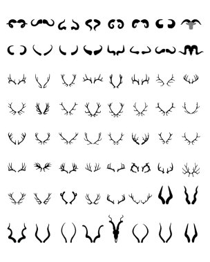 silhouettes of different  horns  clipart
