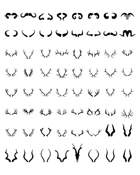 Silhouettes of different  horns — Stock Vector