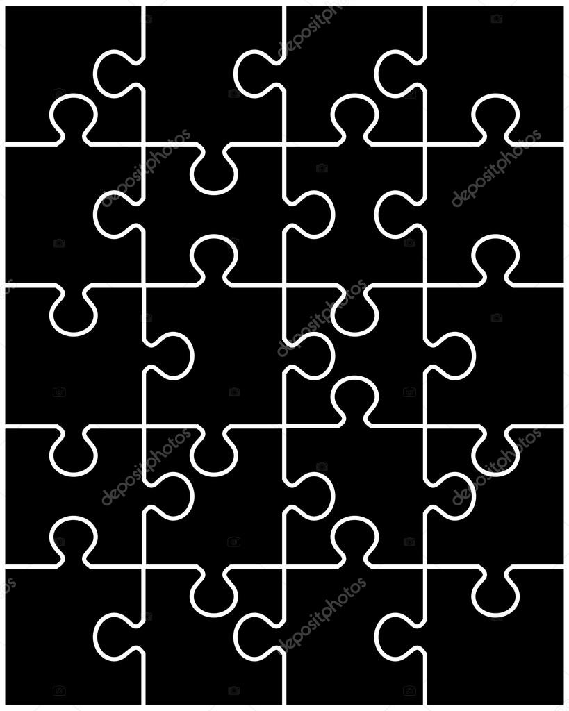 Rompecabezas negro, piezas separadas vector, gráfico vectorial