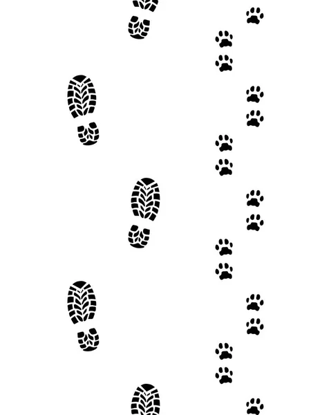 Lidské nohy a tlapky psa — Stockový vektor