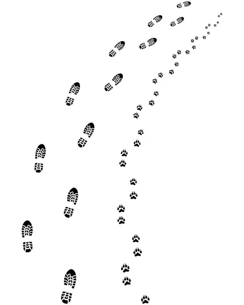 Сліди чоловіка і собаки — стоковий вектор