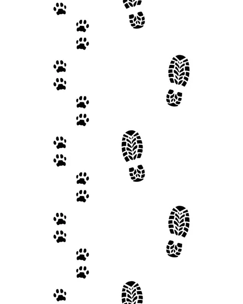 Lidské nohy a tlapky psa — Stockový vektor