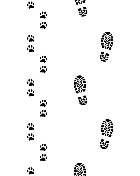 Empreintes de chaussures et pattes de chien — Image vectorielle