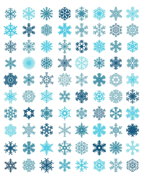 Copos de nieve azules diferentes — Vector de stock