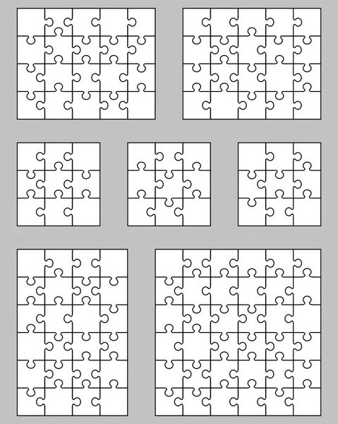 Sette puzzle bianchi — Vettoriale Stock