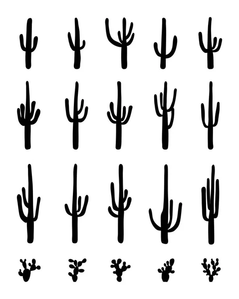 Siluetas de diferentes cactus — Vector de stock