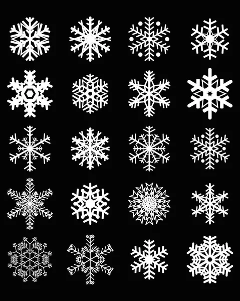 Diferentes copos de nieve blancos — Vector de stock