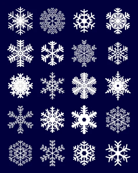 Diferentes copos de nieve blancos — Vector de stock