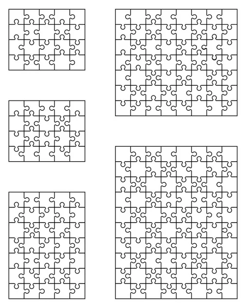 Cinco puzzles brancos — Vetor de Stock