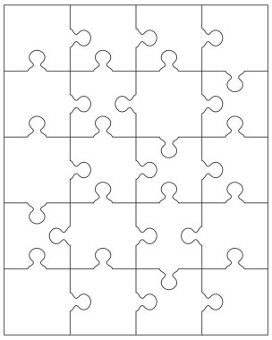 Beyaz bulmaca ayrı bölümlerini gösteren resim