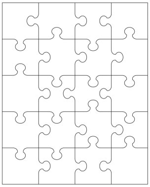 Beyaz bulmaca ayrı bölümlerini gösteren resim