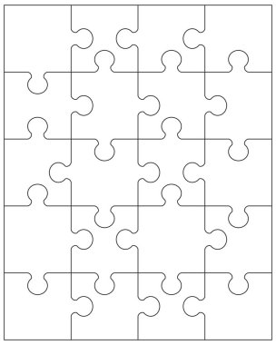 Beyaz bulmaca ayrı bölümlerini gösteren resim