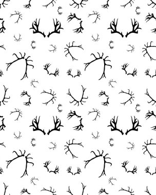 Beyaz bir arka plan üzerinde Dikişsiz desen baskı geyik boynuzları