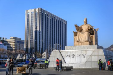 16 Aralık 2016 Kral Sejong Gwanghwamun Meydanı'nda heykeli 
