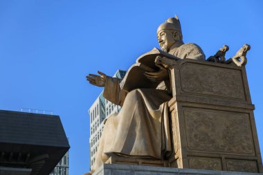 16 Aralık 2016 Kral Sejong Gwanghwamun Meydanı'nda heykeli 
