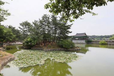 22 Haziran 2017 Donggung Sarayı ve Wolji su birikintisi içinde Gyeongju, Güney K