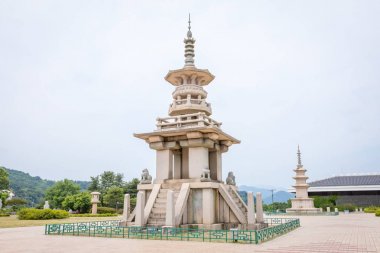 The stone pagoda Dabotap at Gyeongju National Museum in Gyeongsa clipart