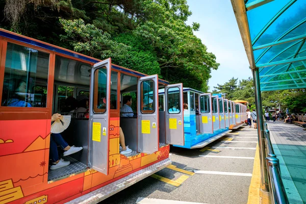 21 juni, 2017 Danubi trainen voor sightseeing in Taejongdae park — Stockfoto