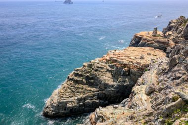 Taejongdae cliff ve Busan, Kore - deniz deniz manzarası