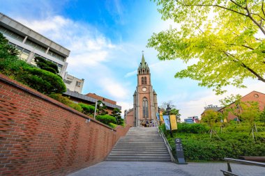 Üzerinde 18 Haziran 2017 Myeongdong katedralde Seoul city, South Korea
