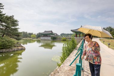 Tourists visiting Donggung Palace and Wolji Pond on Jun 22, 2017 clipart