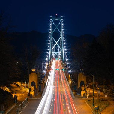 Gece Lions Gate Köprüsü, Vancouver, Bc, Kanada