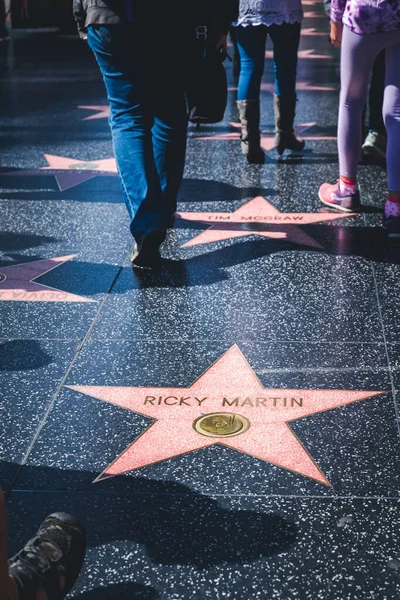 Los Angeles Kalifornia 2020 Február Ricky Martin Sztárja Hollywood Walk — Stock Fotó