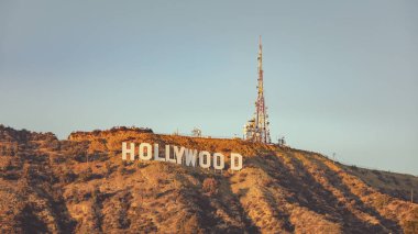 Los Angeles, California - February 15, 2020 : View of the Hollywood Sign from Lake Hollywood Park in Los Angeles, California
