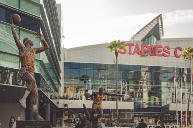 Los Angeles, California - February 16, 2020 : View of Staples Center, home of the Lakers, Clippers and Kings in the afternoon in Downtown Los Angeles, California.