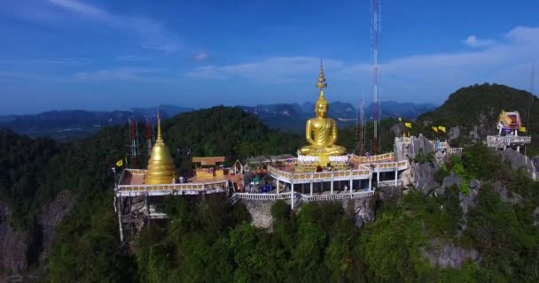 Anténa: Letět od Big Buddha sedí na hoře. — Stock video