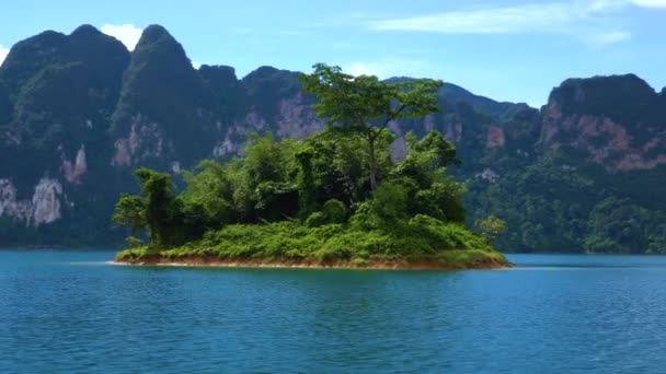 Ένα μικρό καταπράσινο νησάκι στη μέση της λίμνης. — Αρχείο Βίντεο