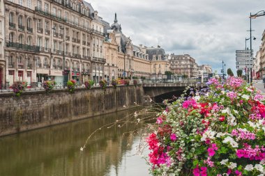 Çiçekler ve nehir Vilaine Rennes