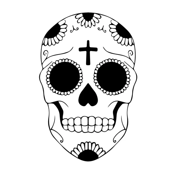 Crâne vecteur. Illustration du crâne. Tatouage du crâne. Jour coloré du crâne de sucre mort avec ornement. Illustration vectorielle Jour des Morts. Le jour des morts. Crâne mexicain. Jour mexicain du crâne mort . — Image vectorielle