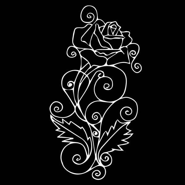 Abstrakcyjna Róża w stylu retro. Róża kwiatowy elementy do projektowania. Ręcznie rysowane Róża symbol. Róża wektor szkic logo. Piękna róża. Sztuka róży. Bukiet róż. Róża Natura. Obiekty róży. Plakat róży. Róża Vintage. Pączek róży. Wektor róży. Ikona róża. Różowe logo — Wektor stockowy