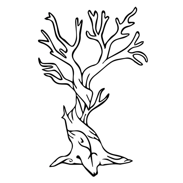 ツリーベクトルのイラスト。ツリースタイルの落書き。白い背景にヴィンテージスタイルの木。抽象的なツリーの性質の背景。スタイルのツリー。生活イラストの美しいユニークな民族の木. — ストックベクタ