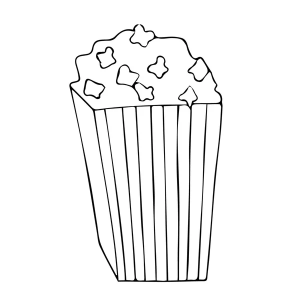 Vektorové ilustrace ploché Popcorn. Kině popcorn ikona v plochý design stylu. Vektor popcorn box izolovaný. Popcorn v poli izolované na pozadí. Ilustrace Popcorn v prokládané sady. Popcorn, samostatný — Stockový vektor