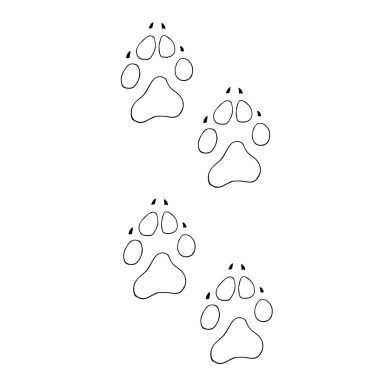İz köpekleri. Soyut hayvan ayak izi vektör arka plan. Köpeklerayak siluet vektör illüstrasyon ayak ayak izleri. Köpek ayak silueti ve hayvan hayvan köpek ayak. Köpek ayak hayvan hayvan ve baskı köpek ayak. Köpek