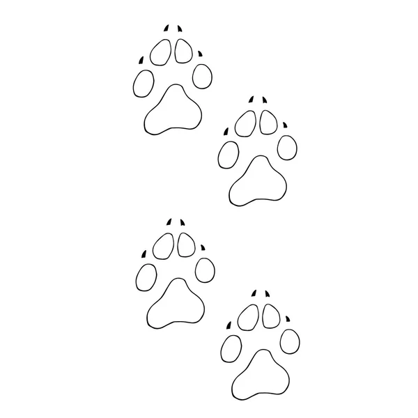 Trail Dogs. Abstracte dierlijke voetafdruk vector achtergrond. Footprints van honden voet silhouet vector illustratie. Hond voet silhouet en dierlijke huisdier hond voet. Hond voet dierlijke Pet en print hond voet. Hond — Stockvector